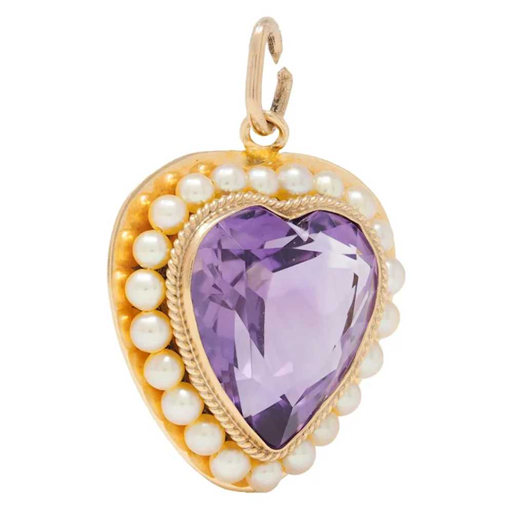 Retro Amethyst Pearl 14 Karat Yellow Gold Vintage… - image 2