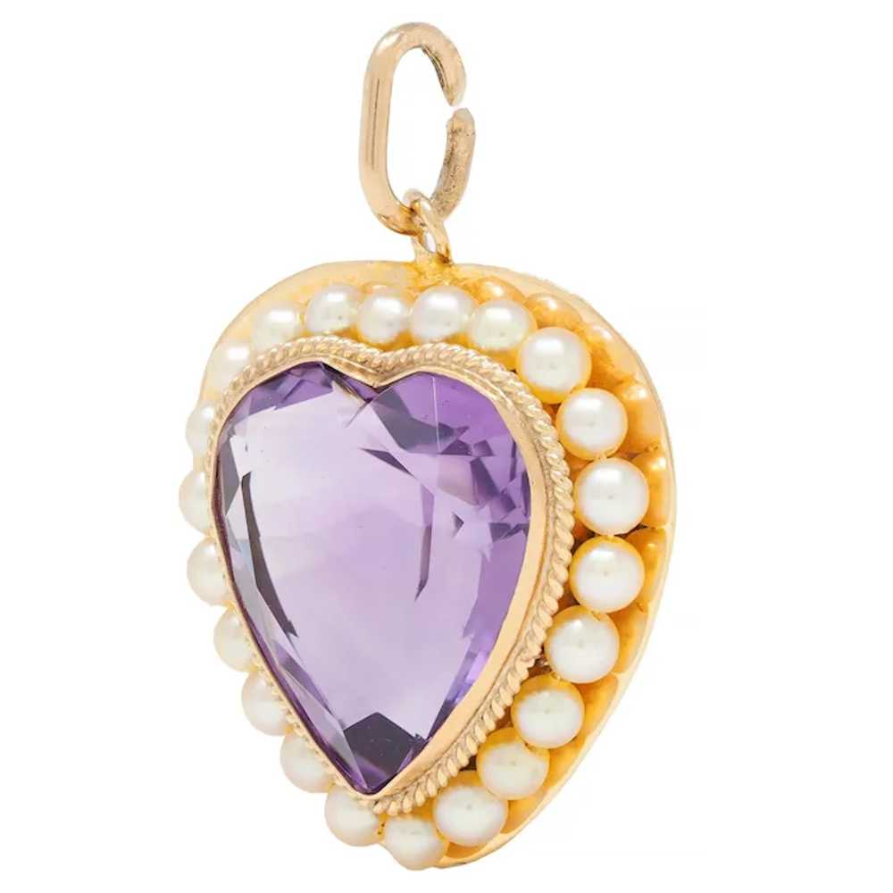 Retro Amethyst Pearl 14 Karat Yellow Gold Vintage… - image 3