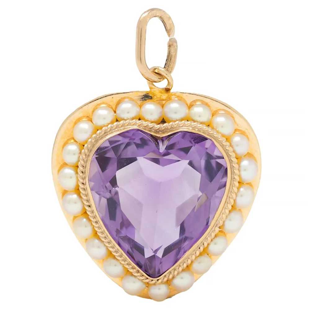 Retro Amethyst Pearl 14 Karat Yellow Gold Vintage… - image 4