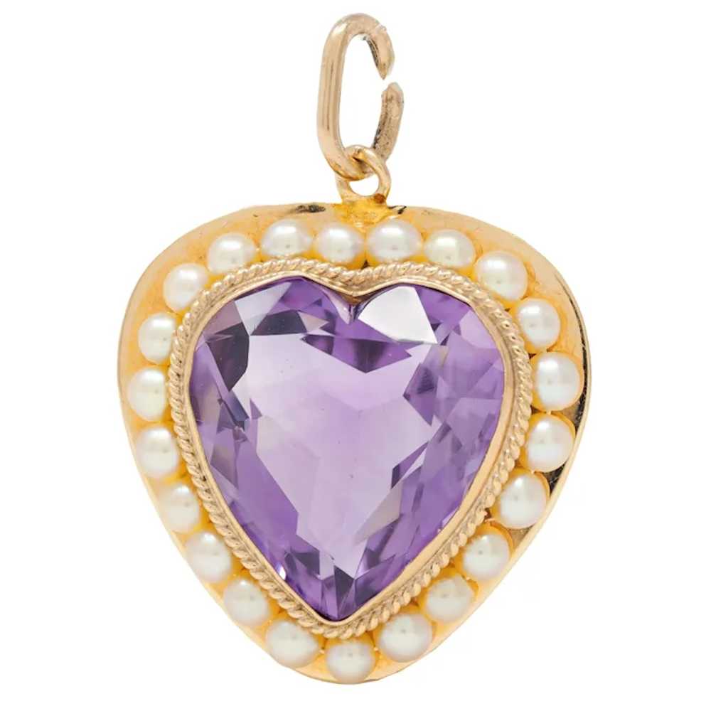 Retro Amethyst Pearl 14 Karat Yellow Gold Vintage… - image 6