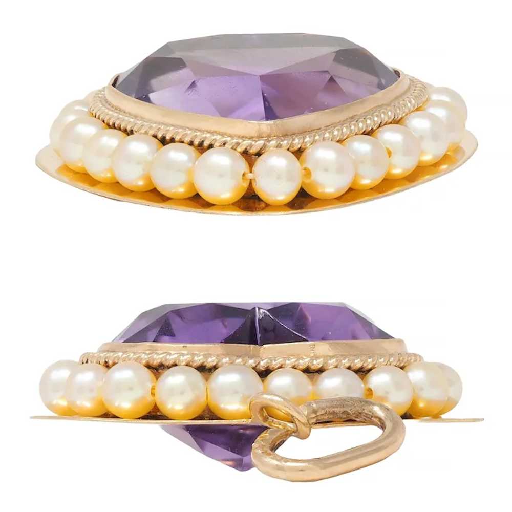 Retro Amethyst Pearl 14 Karat Yellow Gold Vintage… - image 7