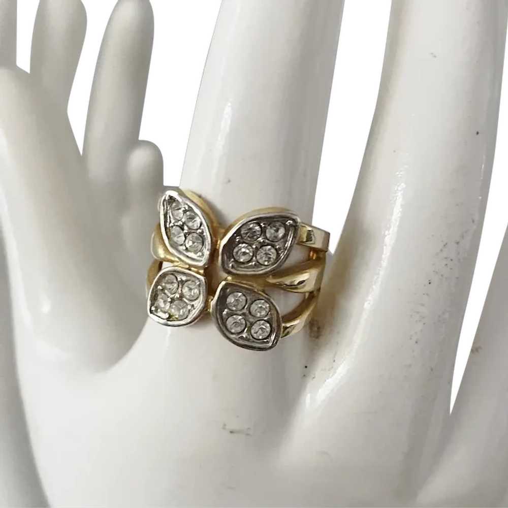 Rhinestone Pave Butterfly Ring Size 7.5 clovercle… - image 1