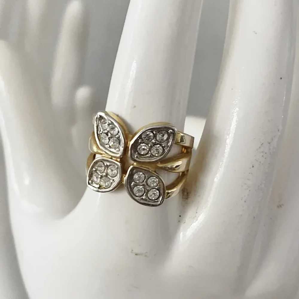 Rhinestone Pave Butterfly Ring Size 7.5 clovercle… - image 2