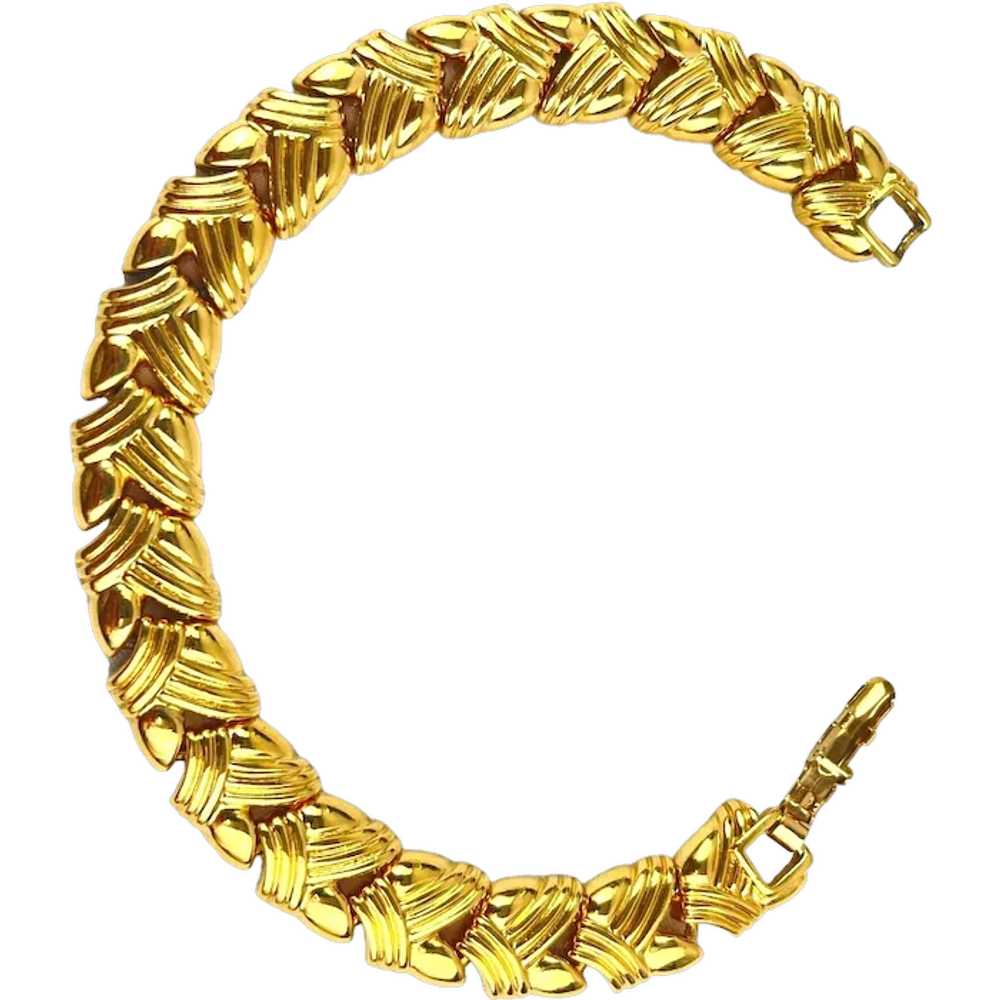 Monet Vintage Monet Gold-Tone Leaf Pattern Bracel… - image 1