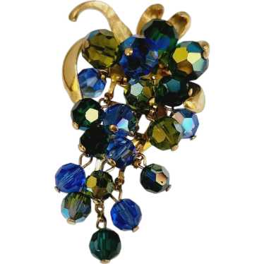 Vintage Possibly Schrager Dangling Crystal Brooch 