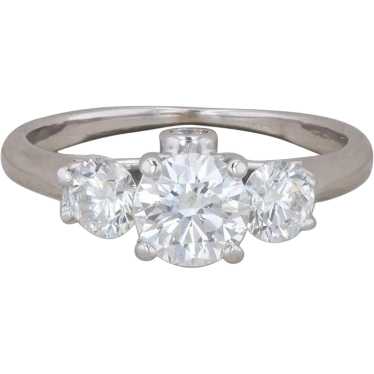 18k White Gold Three Diamond Engagement Ring