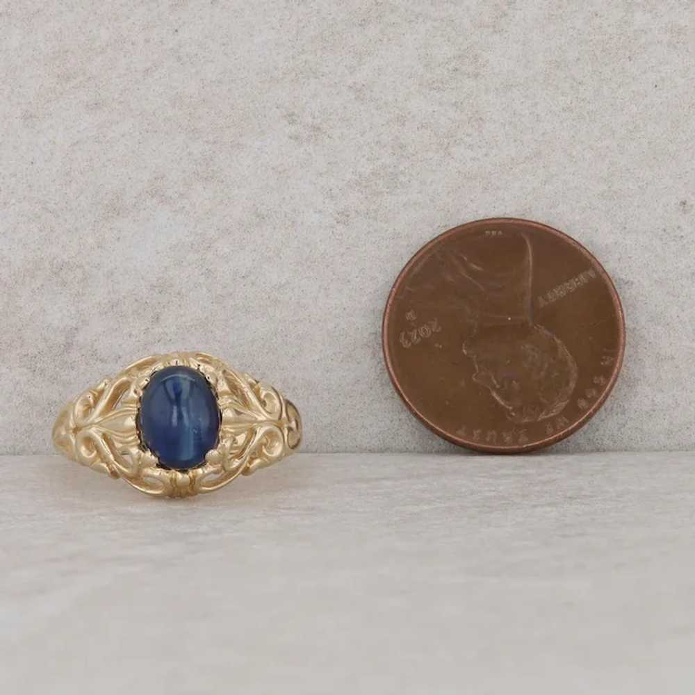 14k Yellow Gold Cabochon Oval Sapphire Filigree R… - image 6