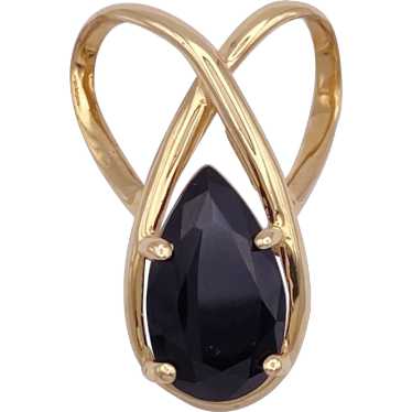 Pear Faceted Onyx Slide Pendant 2.80 Carats 14K G… - image 1