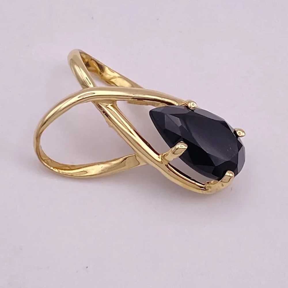 Pear Faceted Onyx Slide Pendant 2.80 Carats 14K G… - image 2