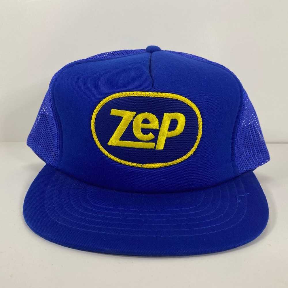 Vtg 90s ZEP men's PATCH snapback trucker mesh Far… - image 1