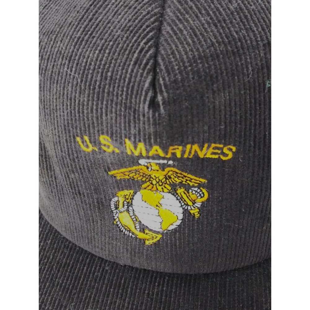 US Marines Vintage Cap Hat Baseball Black Corduro… - image 3