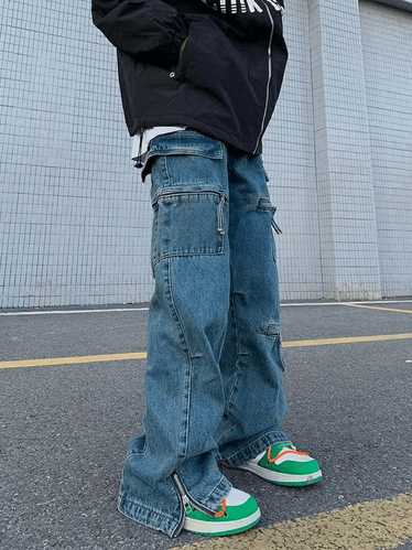 Jean × Streetwear Baggy Denim Trousers Blue Washe… - image 1