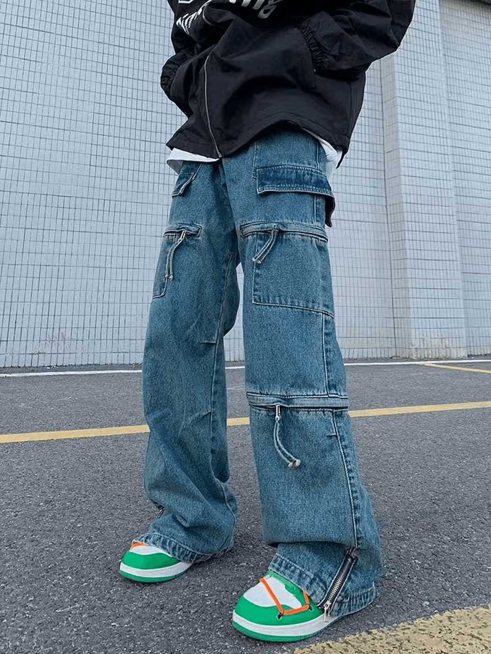 Jean × Streetwear Baggy Denim Trousers Blue Washe… - image 2