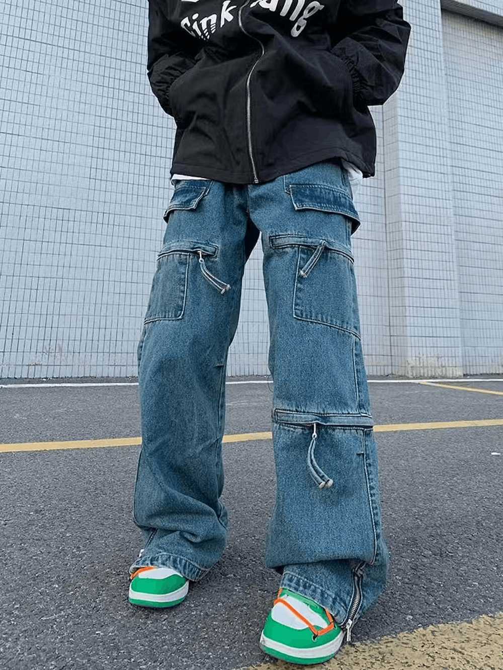 Jean × Streetwear Baggy Denim Trousers Blue Washe… - image 3