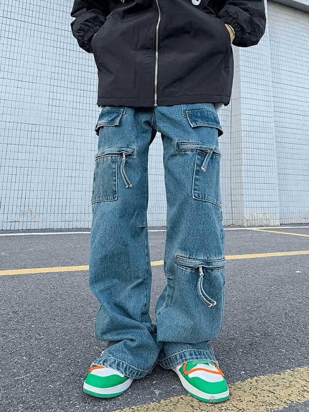 Jean × Streetwear Baggy Denim Trousers Blue Washe… - image 4