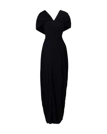 c. 1938 Haute Couture Black Crepe Draped Gown