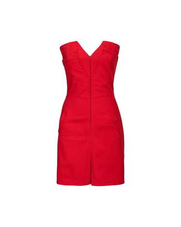 1980's Red Strapless Mini Denim Sheath Dress