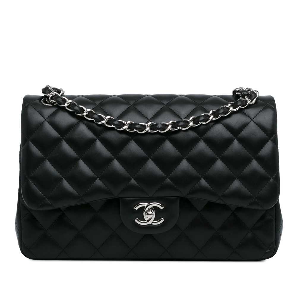 Black Chanel Jumbo Classic Lambskin Double Flap S… - image 1