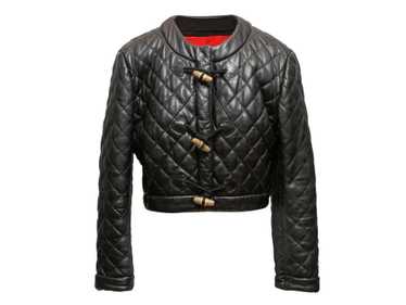 Black Moschino 90s Quilted Leather Jacket Size IT… - image 1