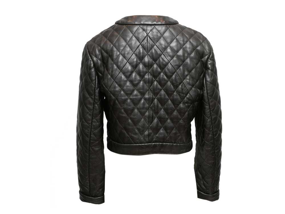 Black Moschino 90s Quilted Leather Jacket Size IT… - image 4