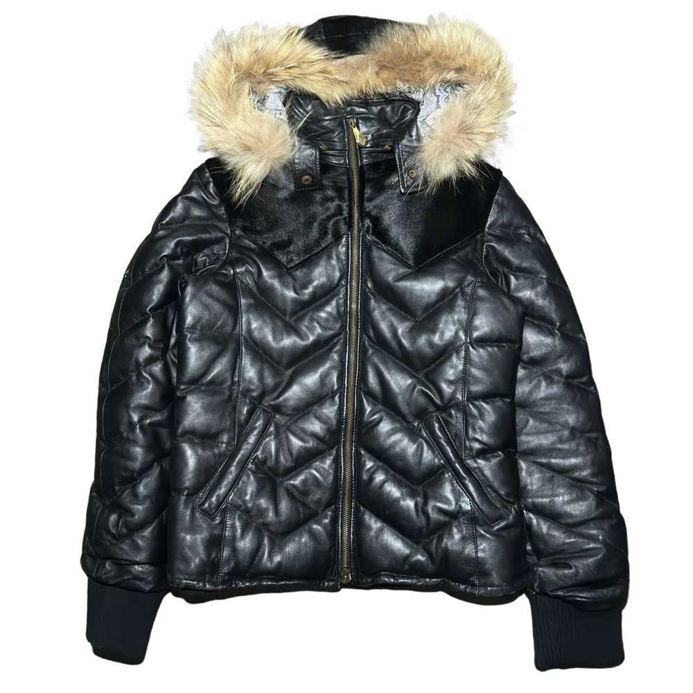 Obelisk Rabbit Fur Hood Leather Pony Hair Jacket - image 1