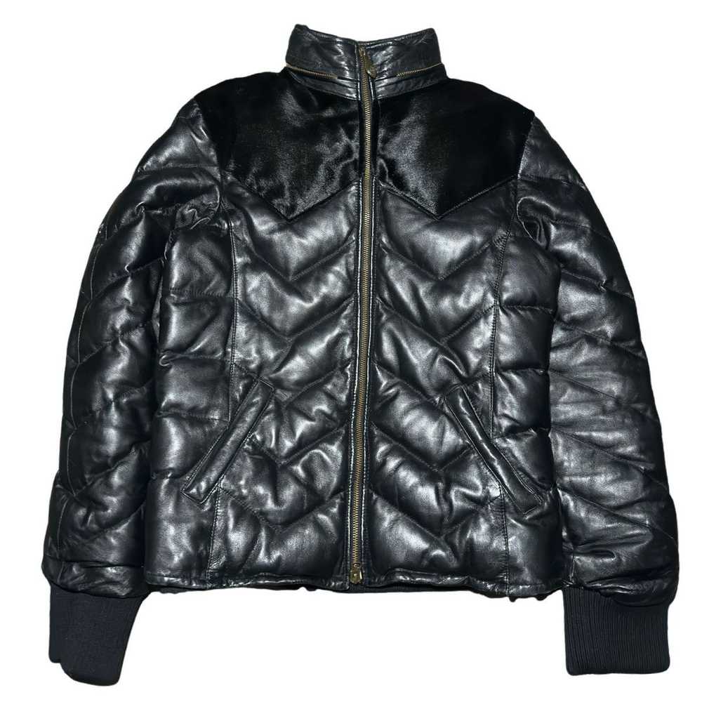 Obelisk Rabbit Fur Hood Leather Pony Hair Jacket - image 2