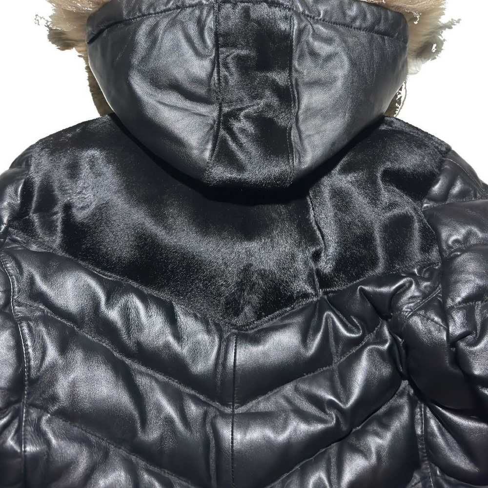 Obelisk Rabbit Fur Hood Leather Pony Hair Jacket - image 4