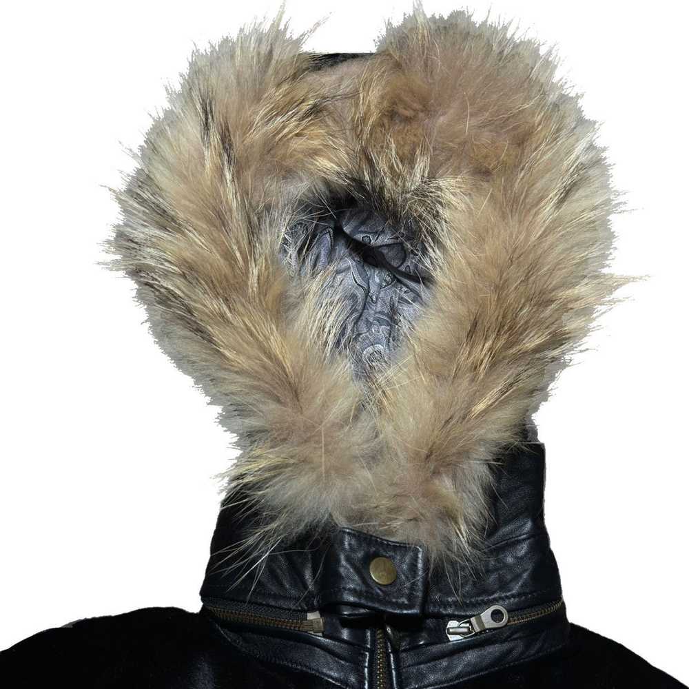 Obelisk Rabbit Fur Hood Leather Pony Hair Jacket - image 6