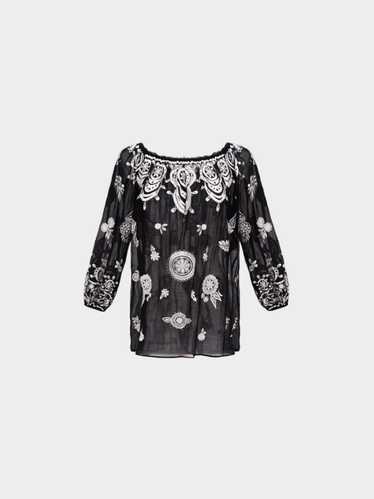 Emilio Pucci 2010s Black Embroidered Blouse