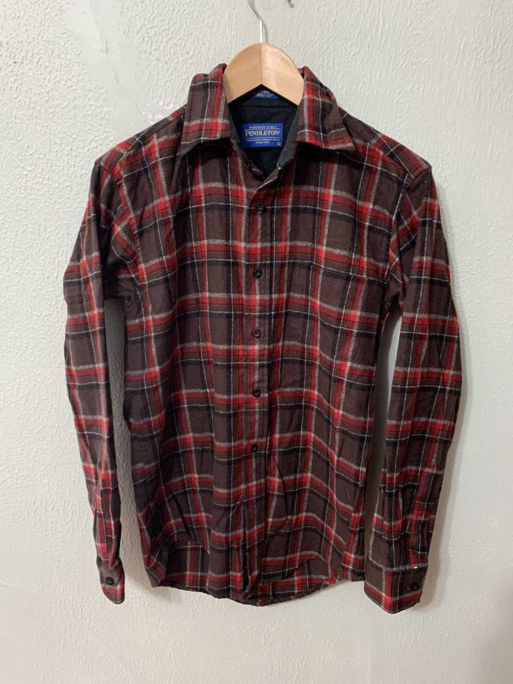 Vintage Vintage Pendleton Brown Red Check Flannel - image 2