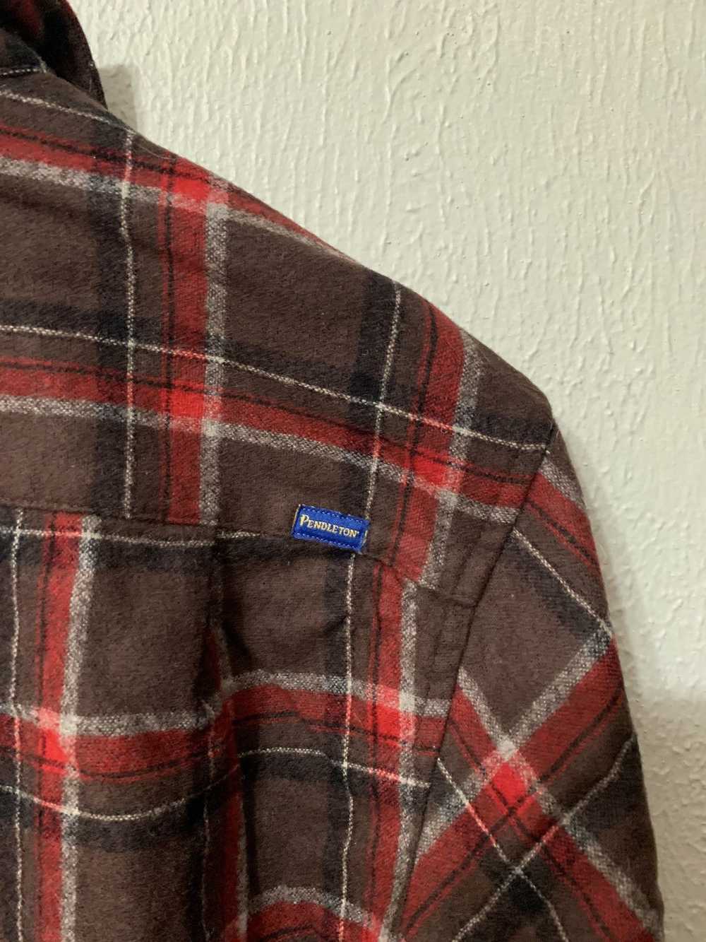 Vintage Vintage Pendleton Brown Red Check Flannel - image 3