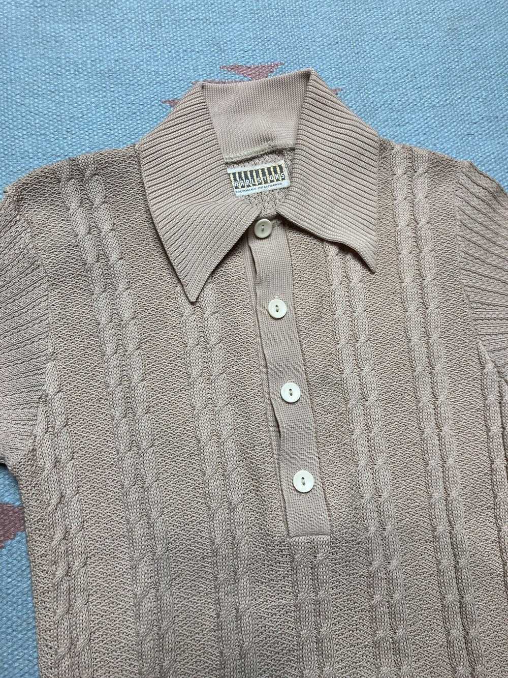 Vintage VTG 60s polo shirt cable knit banlon jacq… - image 2