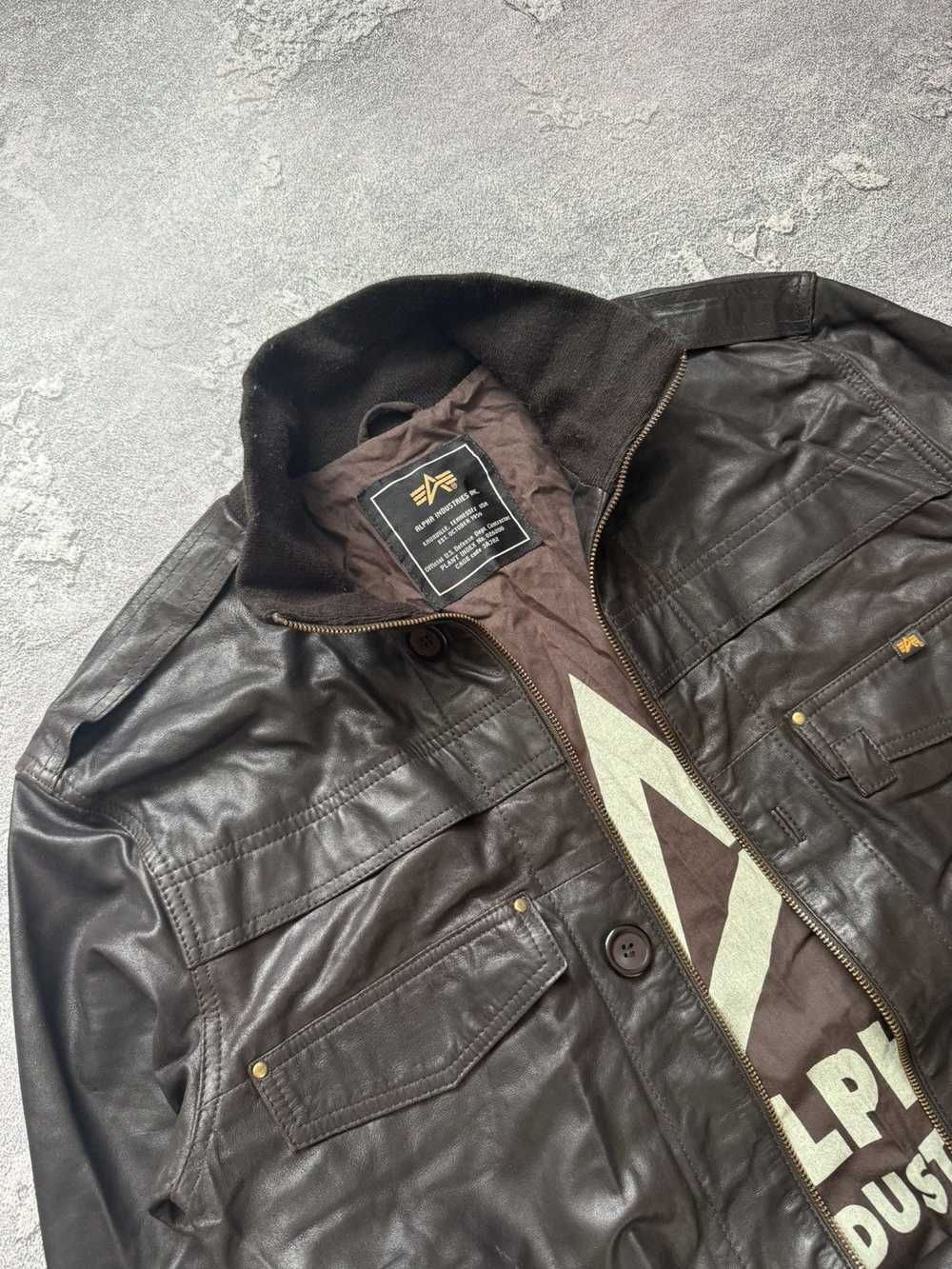 Alpha Industries × Leather Jacket × Vintage Alpha… - image 10