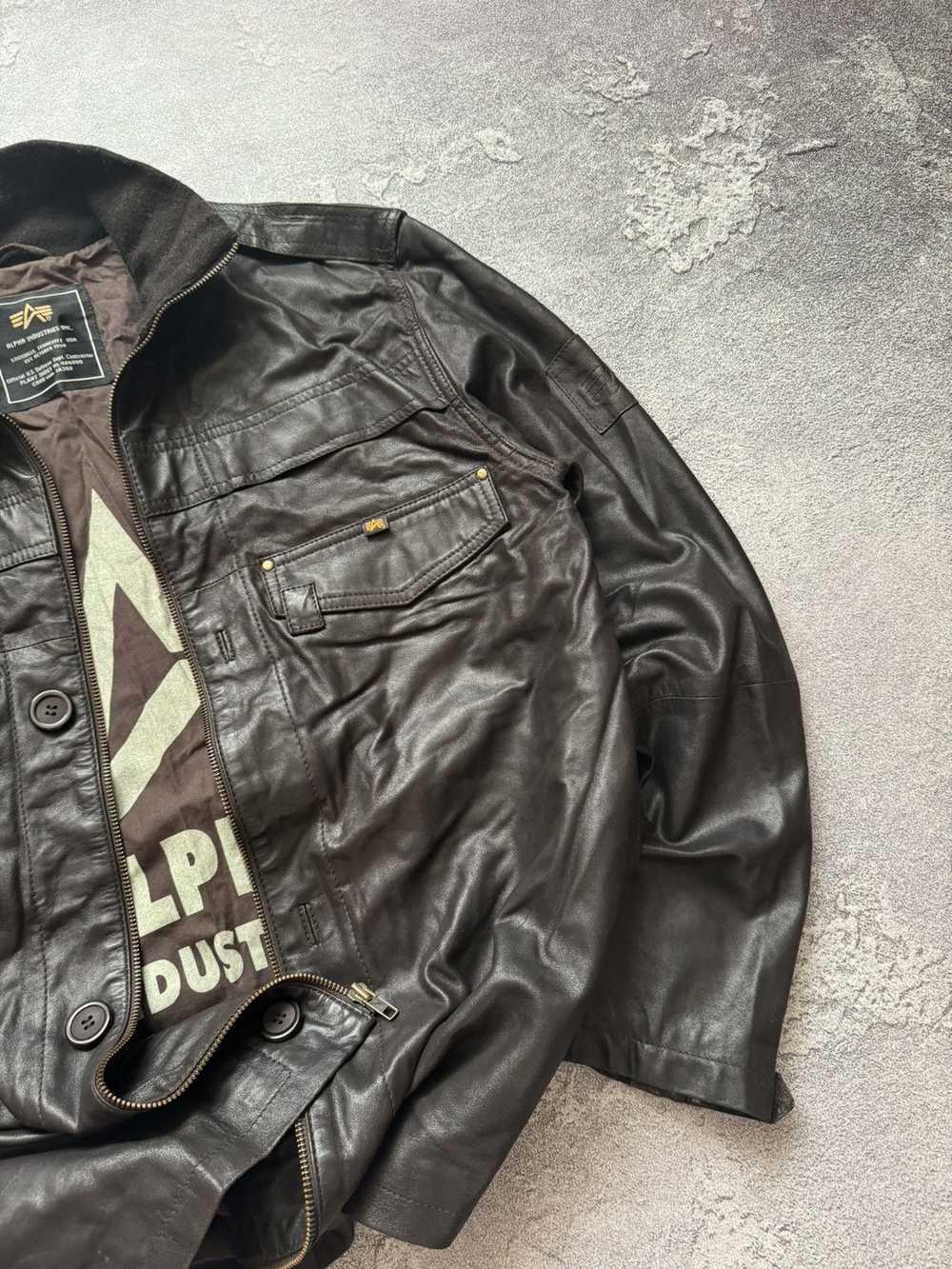 Alpha Industries × Leather Jacket × Vintage Alpha… - image 12