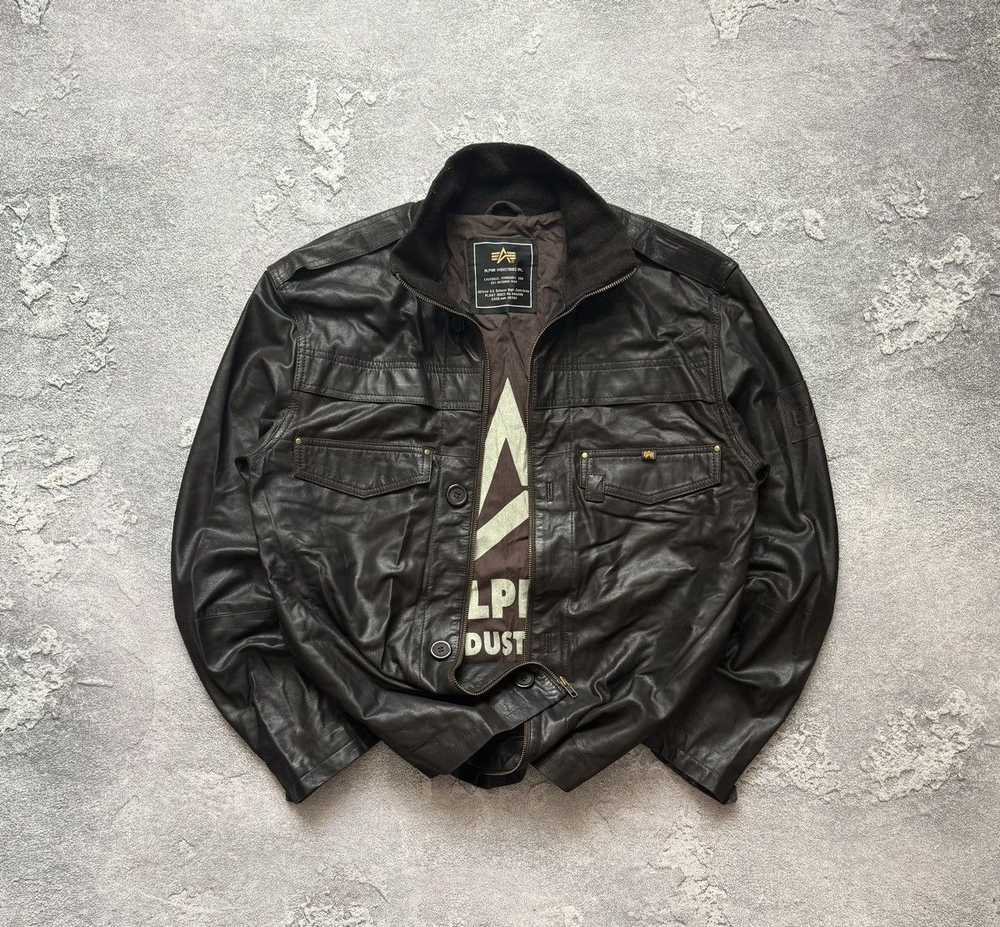 Alpha Industries × Leather Jacket × Vintage Alpha… - image 9