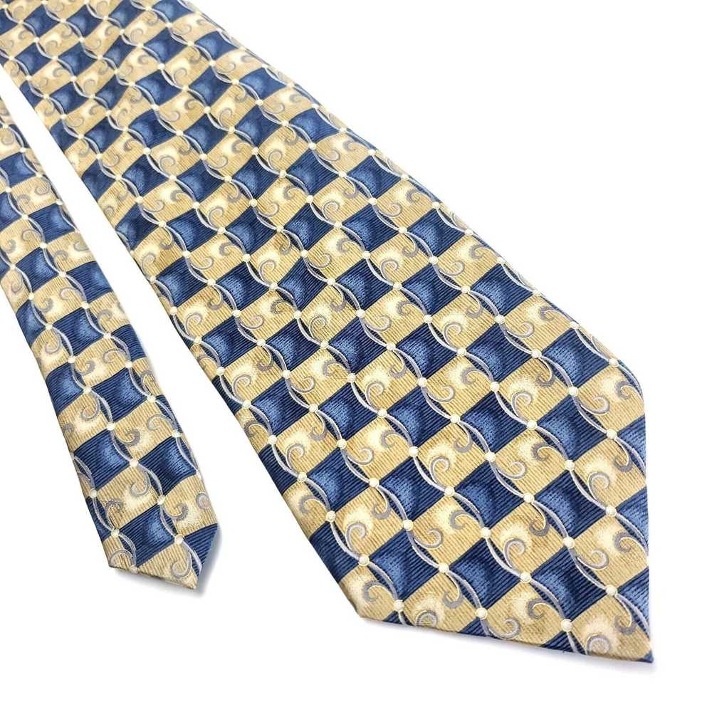 Stafford Stafford Executive Blue Beige Silk Tie W… - image 1