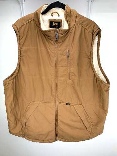 Lee Sherpa Lined Vest Brown Canvas Workwear Size … - image 1