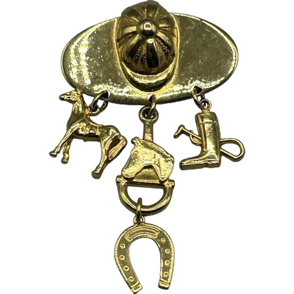 Equestrian Theme Pin Brooch Horseshoe Helmet Boot… - image 1