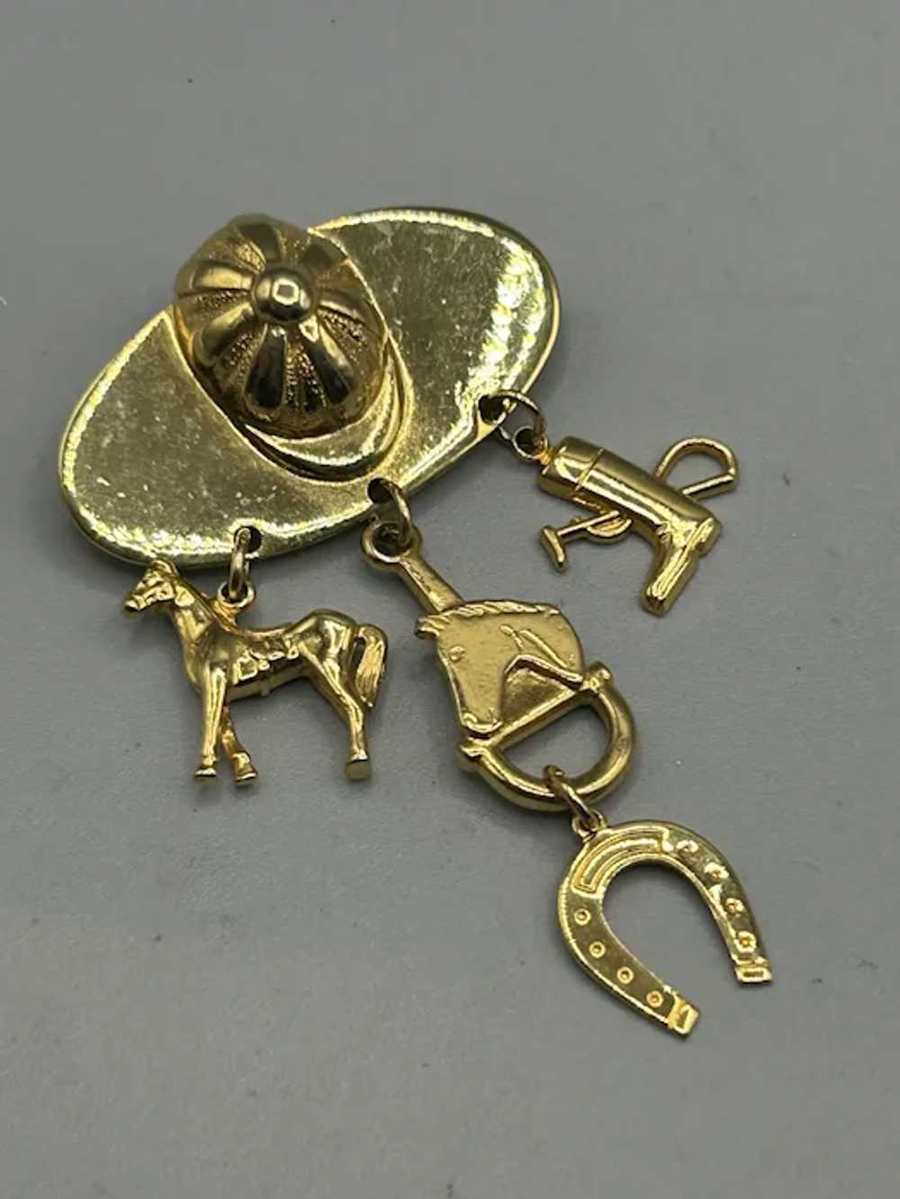 Equestrian Theme Pin Brooch Horseshoe Helmet Boot… - image 2