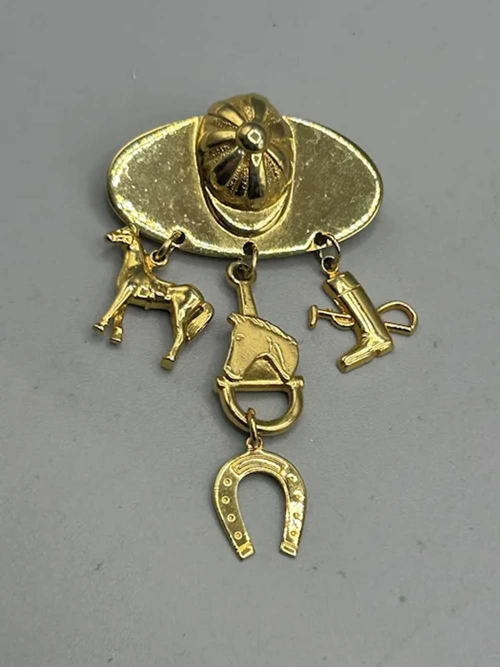 Equestrian Theme Pin Brooch Horseshoe Helmet Boot… - image 3