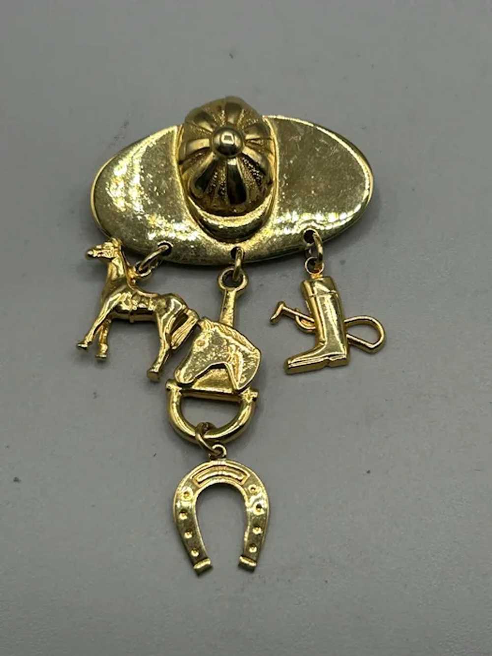 Equestrian Theme Pin Brooch Horseshoe Helmet Boot… - image 5