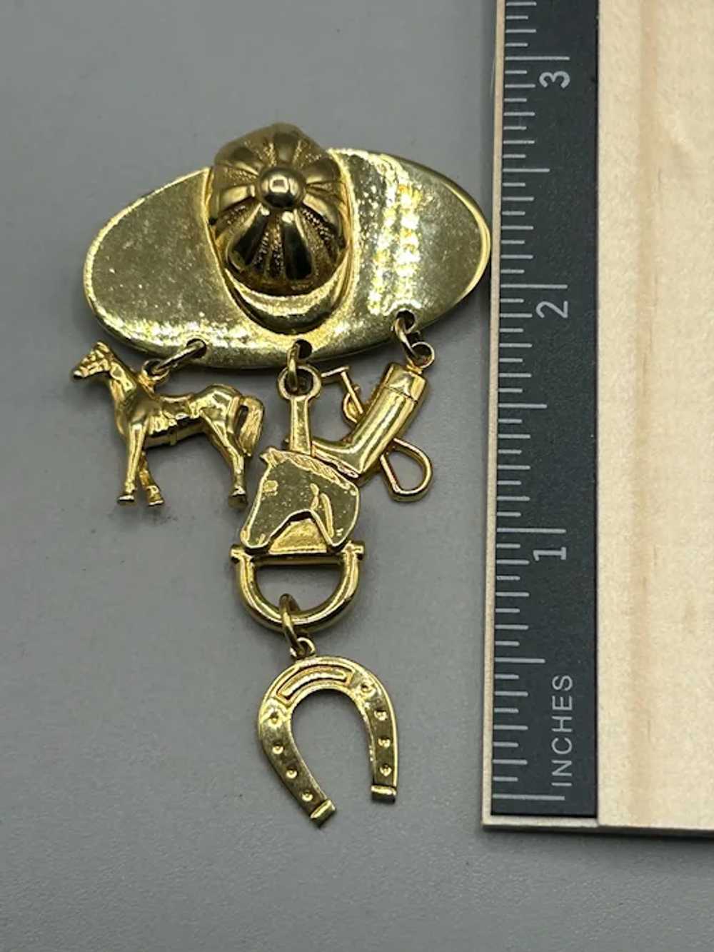 Equestrian Theme Pin Brooch Horseshoe Helmet Boot… - image 7