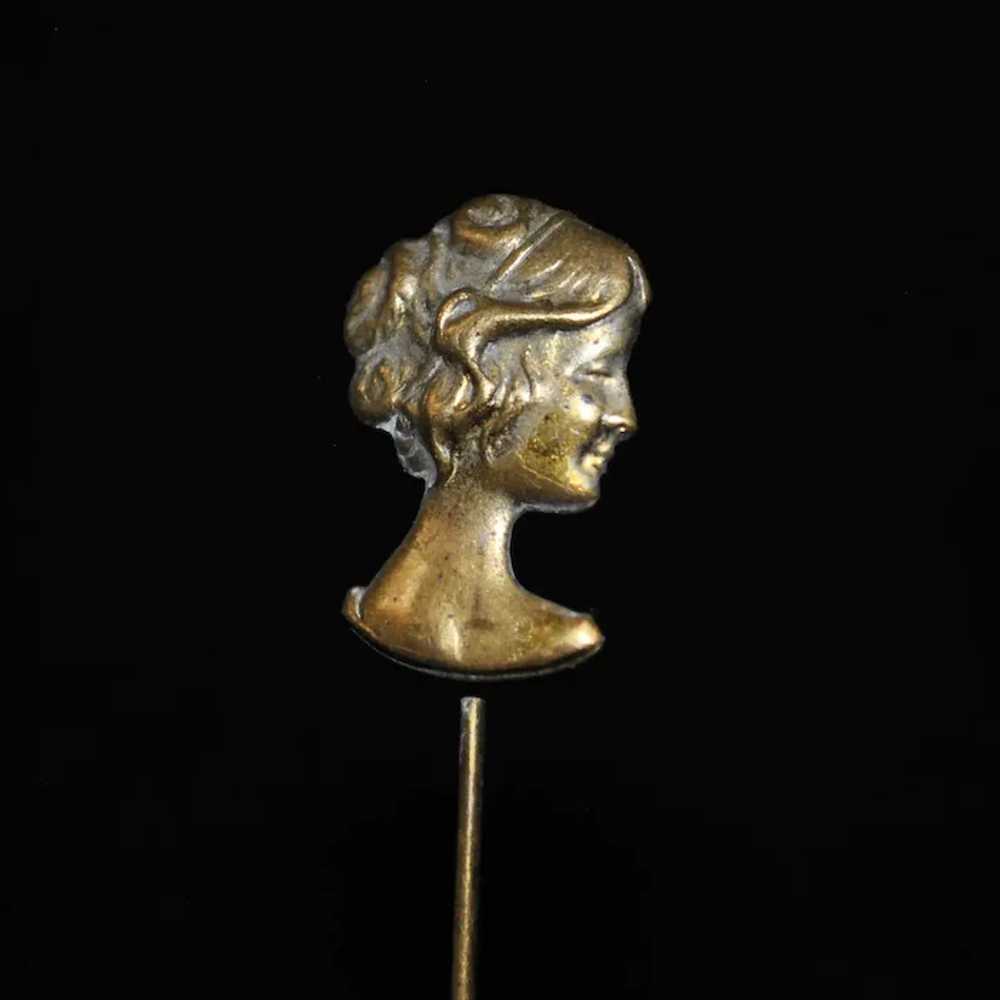 Brass Bust of a Woman Stick Pin - image 2