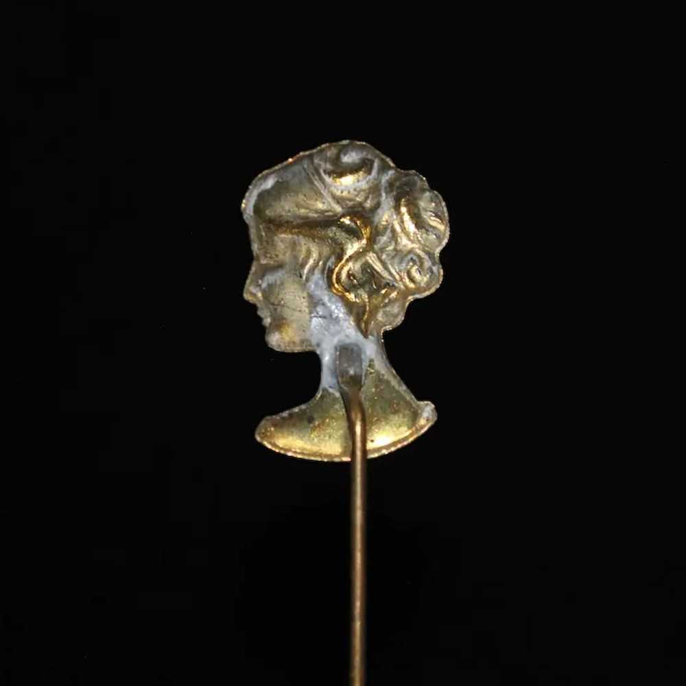 Brass Bust of a Woman Stick Pin - image 3