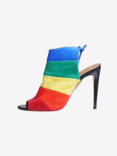 Aquazzura Multicolour suede rainbow peep-toe heels