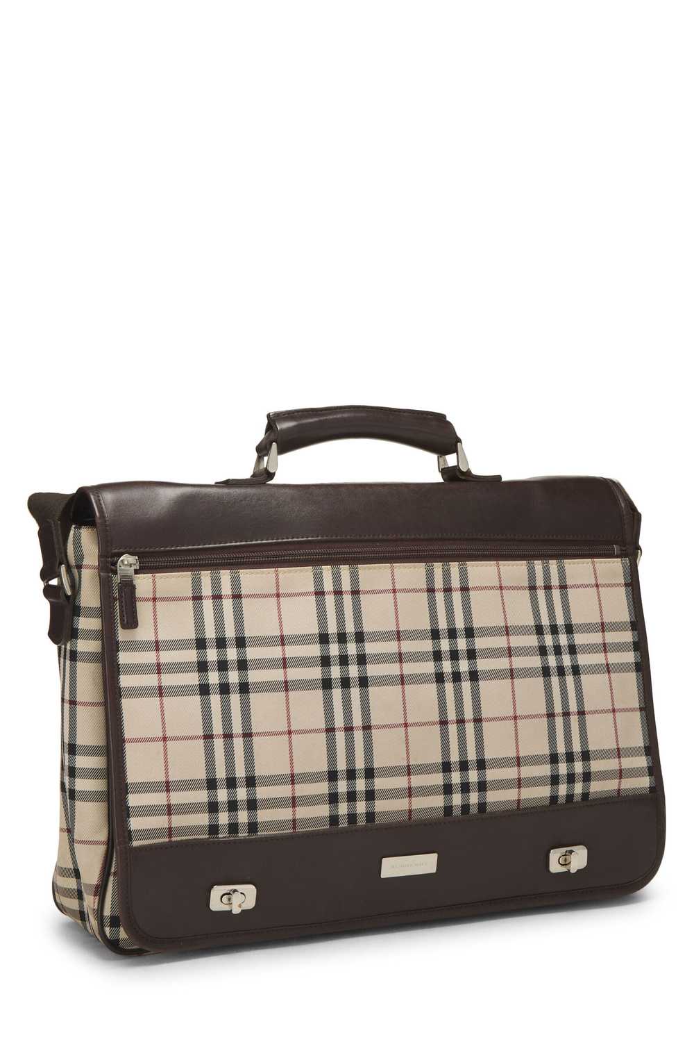 Brown Nylon Check Briefcase - image 2