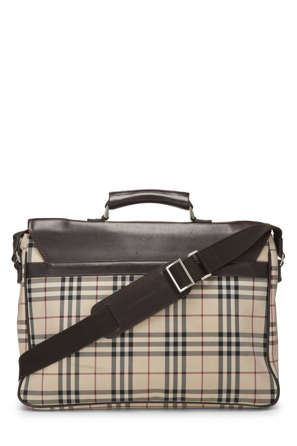 Brown Nylon Check Briefcase - image 4