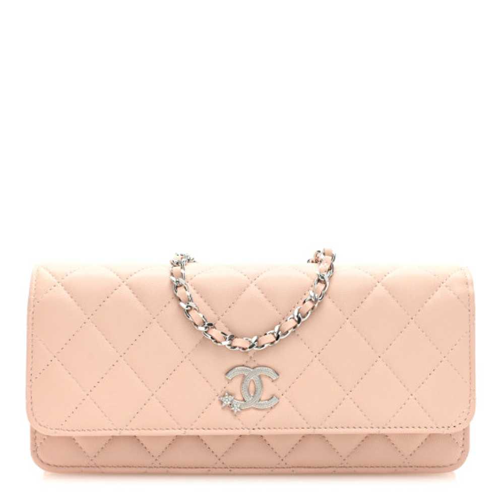 CHANEL Lambskin Quilted Crystal Star Long Clutch … - image 1