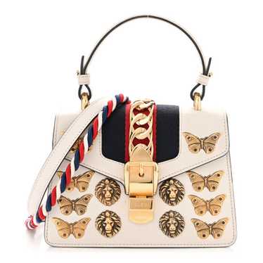 GUCCI Calfskin Animal Studs Mini Sylvie Top Handle