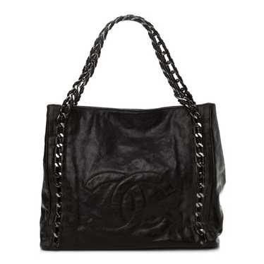 CHANEL Glazed Caviar Modern Chain Tote Brown